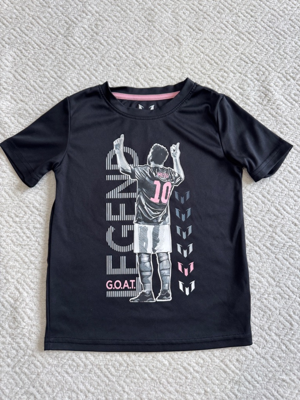 Kids Black 'Legend' Messi Soccer T-Shirt sz 5